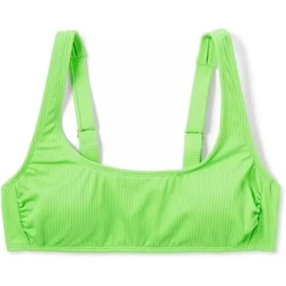 Wild Fable Size XS 0-2 Lime Green Textured Ribbed Bralette Bikini Swim Top - Picture 2 of 6